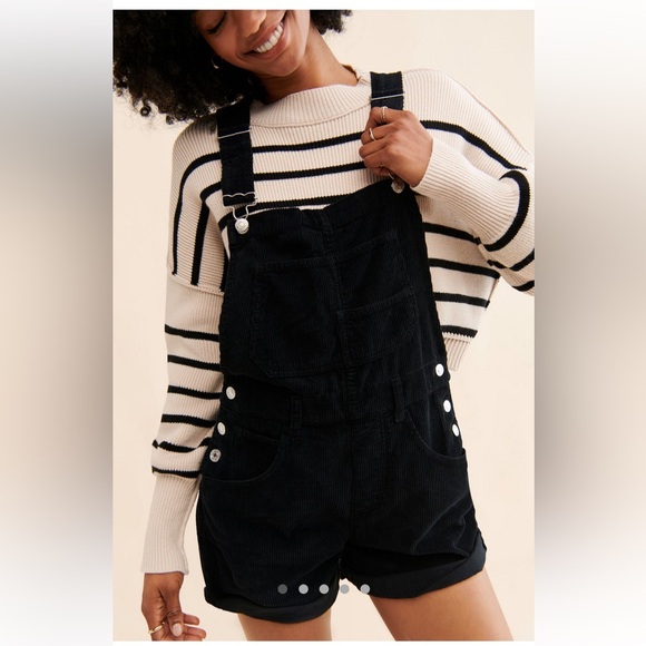 Free People Pants - NWOT Free People Black Corduroy Romper